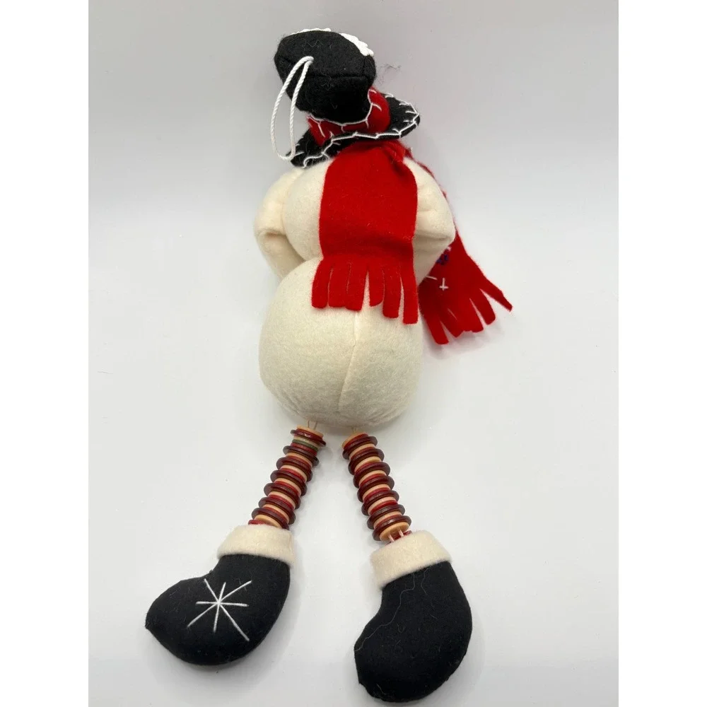 Primitive Folk Art Snowman Christmas Decor Button Legs Gingerbread Red Scarf 13